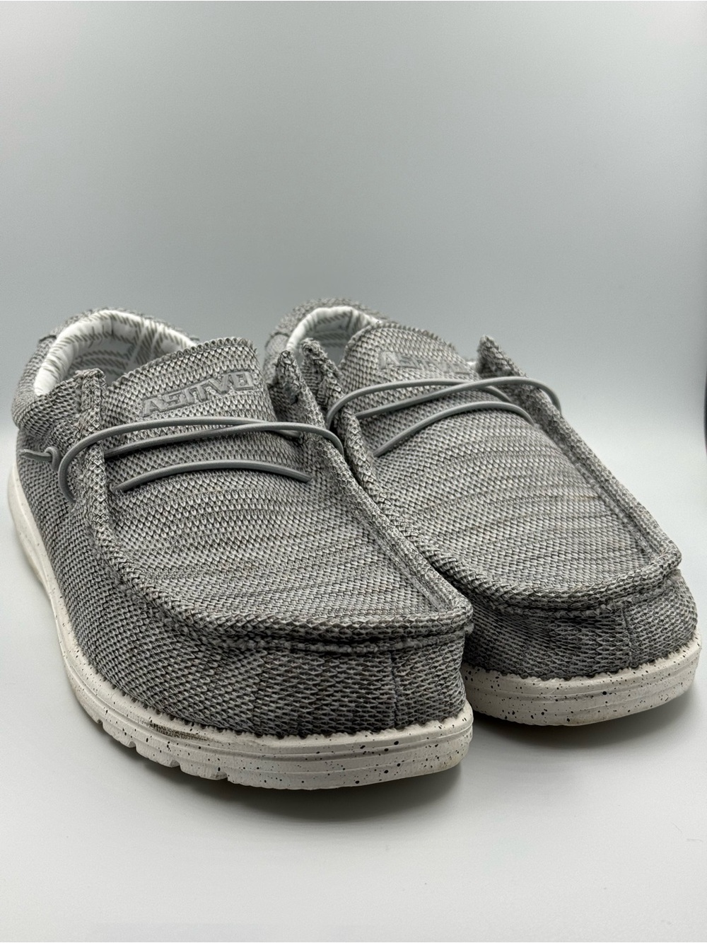 Asitvo Men's Boat Loafer Slip-On Shoes Heather Gray Size 13 Elastic Laces Resort